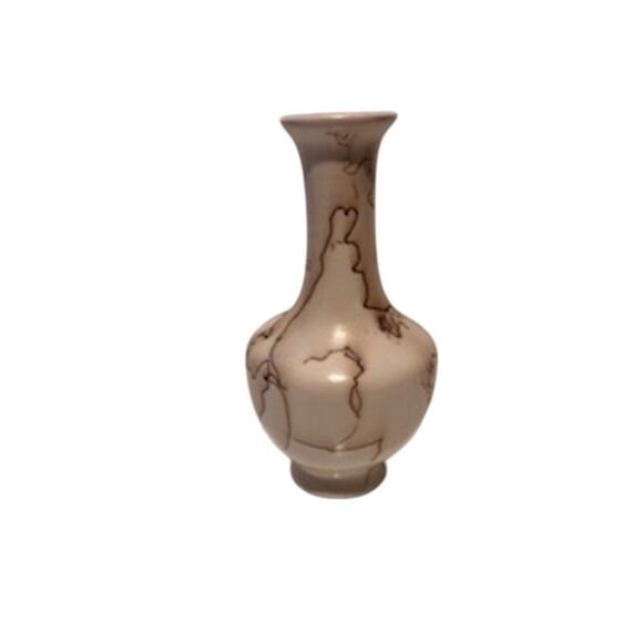 Mesa Verde Pottery Vase Horsehair Raku Native American Art Cream Brown - Picture 1 of 12